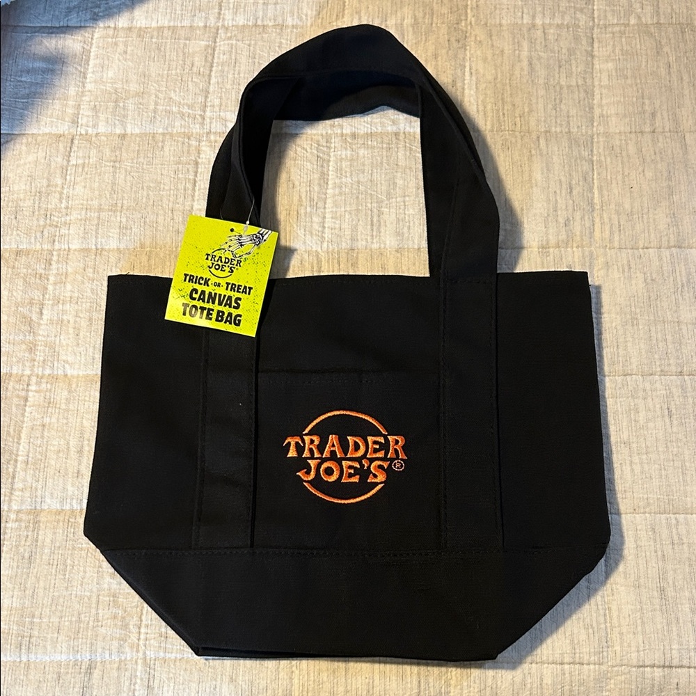 Trader Joe's Mini Black Canvas Tote Bag NWT